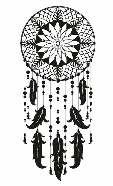 Dreamcatcher Feather Isolated White Background Native American Indian Dreamcatcher — Stock Vector
