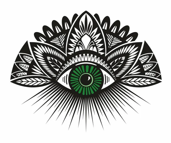 Flash Tatouage Blackwork Œil Providence Symbole Maçonnique Tous Les Yeux — Image vectorielle