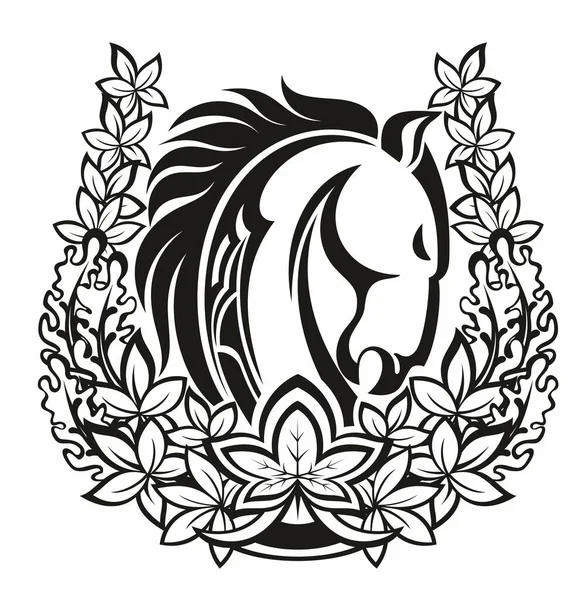 Paardenkop Hoefijzer Logo Pictogram Embleem — Stockvector