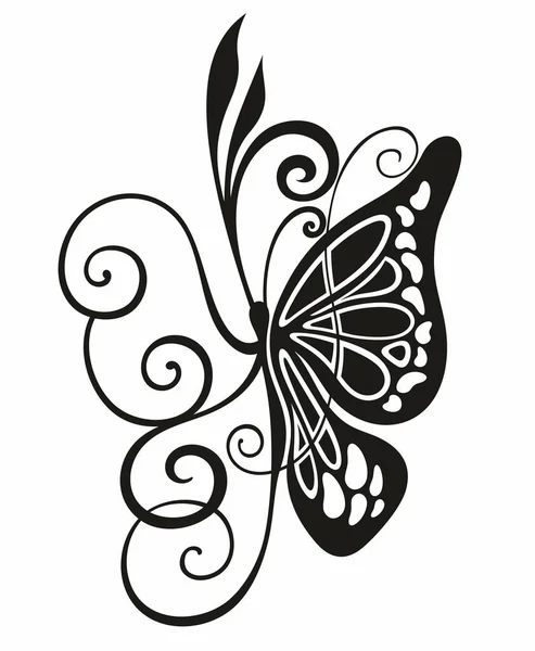 Mariposa Aislada Dibujada Mano Sobre Fondo Blanco — Vector de stock