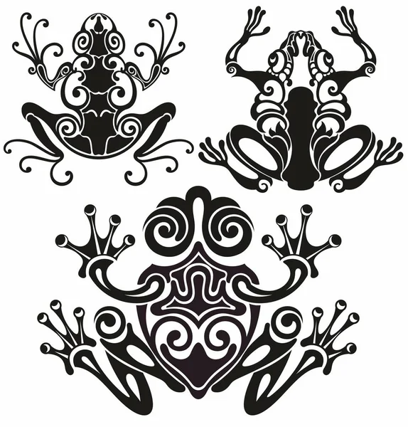 Logotipo Arte Rana Blanca Negra — Archivo Imágenes Vectoriales
