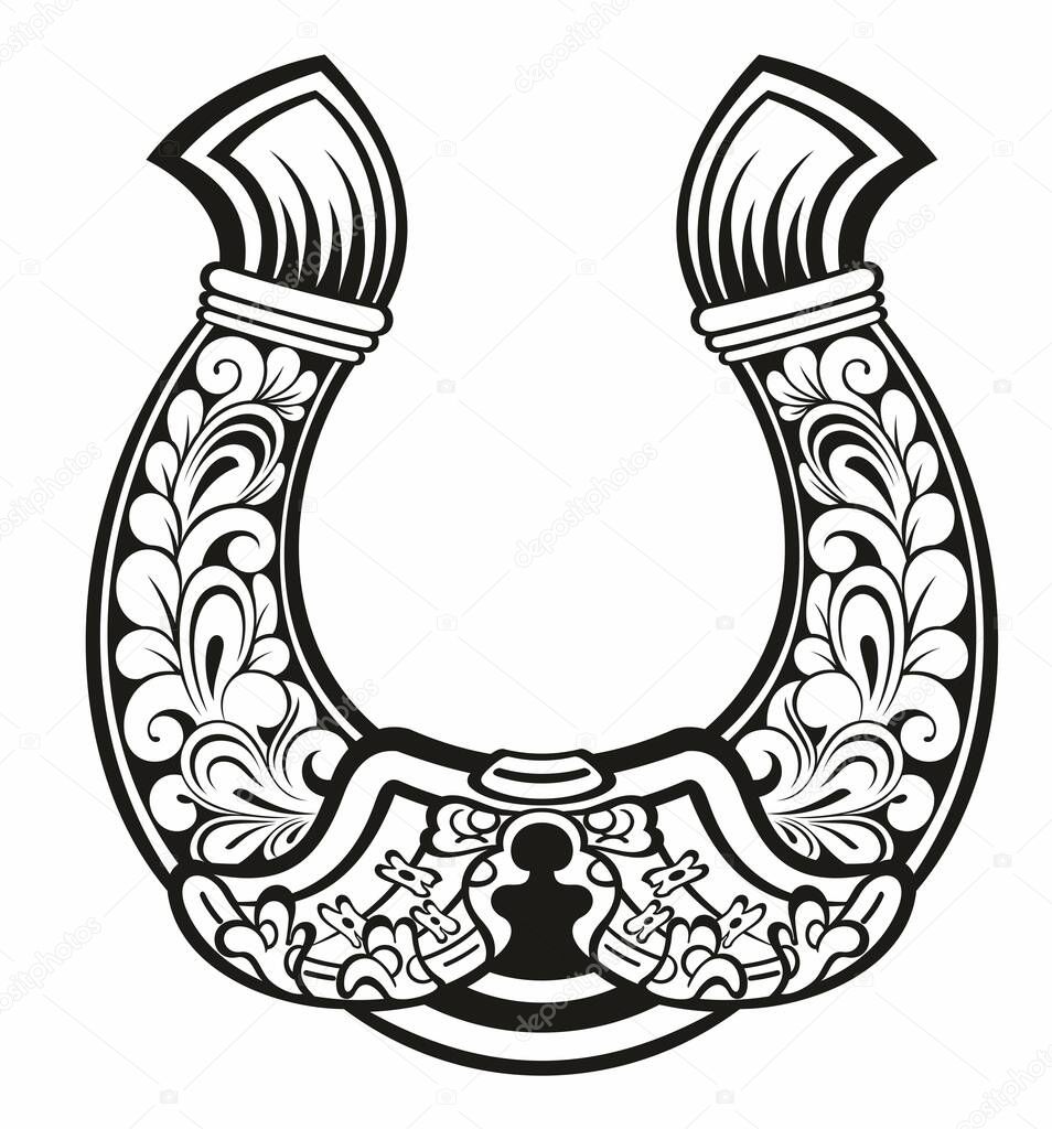 Hand drawn lucky horseshoe for your design