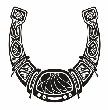 At nalı - logo veya piktogram için siyah vektör silueti. At nalı sembolü