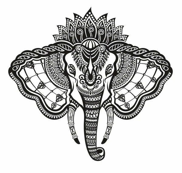 Dekoracyjny Elephant Illustration Design Wektor Słonia Stylu Dekoracyjnym Ilustracja Wektora — Wektor stockowy