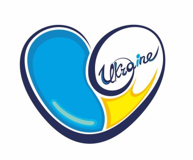 Aşk Ukrayna, kalp amblemi ulusal bayrak renkleri. Kalp şeklinde Ukrayna bayrağı - vektör illüstrasyonu