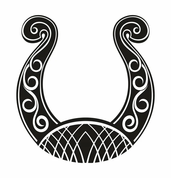 Tatouage Fer Cheval Bonne Chance Avec Fer Cheval Noir Conception — Image vectorielle