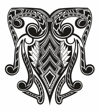 Polinezya Aborjin tarzında kabile sanatı dövmesi.