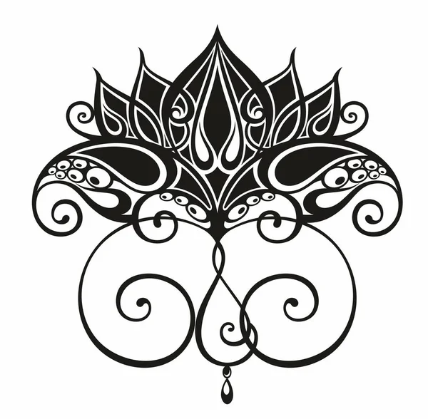 Lotus Icon Sketch Isolated Flower Symbols White Vector Outline Floral — Vetor de Stock