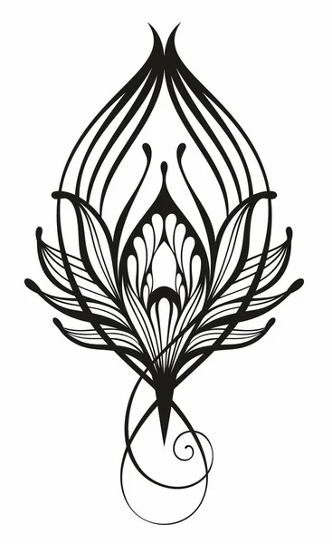 Lotus Icon Sketch Isolated Flower Symbols White Vector Outline Floral — Vetor de Stock