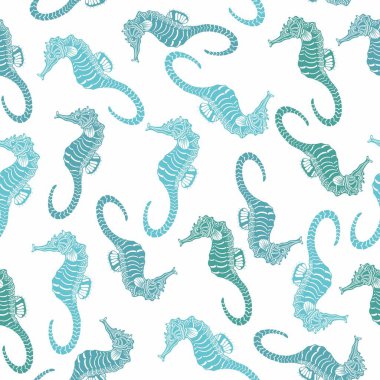 Suluboya denizatları, denizyıldızları ve mavi ve turkuaz deniz kabukları..