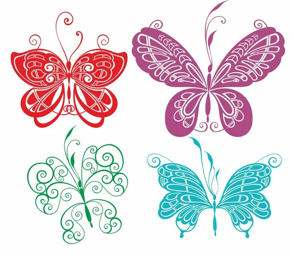 Silhouette Papillons Collection Papillons — Image vectorielle