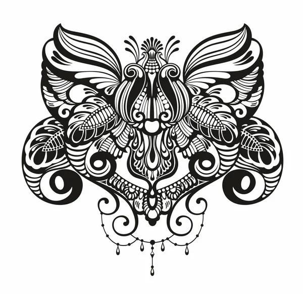 入れ墨のデザインの花 蓮のデザインシンボル — ストックベクタ