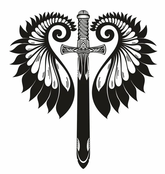 Sword Wings Winged Sword Silhouette Vector Illustration Vector Collection — Stock vektor