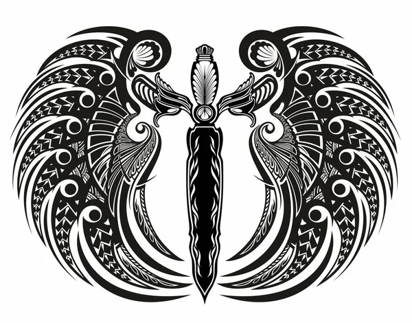Sword Wings Winged Sword Silhouette Vector Illustration — Stock Vector