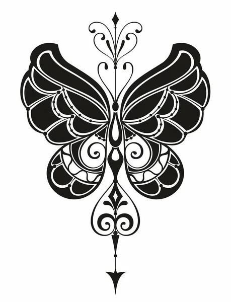 Vektorillustration Mit Handgezeichnetem Schmetterling Mit Pfeilen Abstraktes Mystisches Zeichen Für — Stockvektor