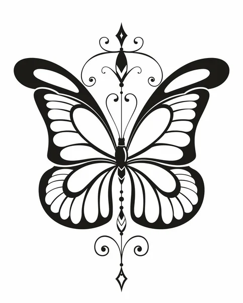 Vector Illustration Hand Drawn Butterfly Arrows Abstract Mystic Sign You — Stock vektor