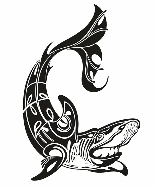 Illustration Hideous Shark Tattoo White Background — 图库矢量图片