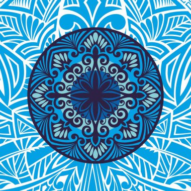 Mandala banner. Decorative flower mandala background with place for text. Colorful abstract graphics. Arabic Islamic east style. Vector color illustration.