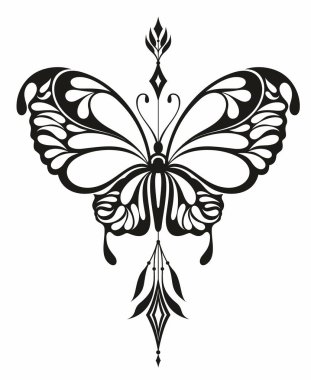 Butterfly with arrow. Minimal tattoo tith butterfly