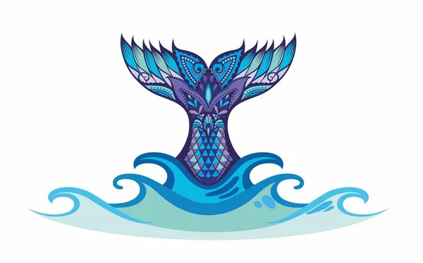 Mermaid Tail Water Splashes Vector Ilustration — Vetor de Stock