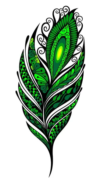 Plume Paon Décorative Pour Votre Design Tattoo Plume Design Résumé — Image vectorielle