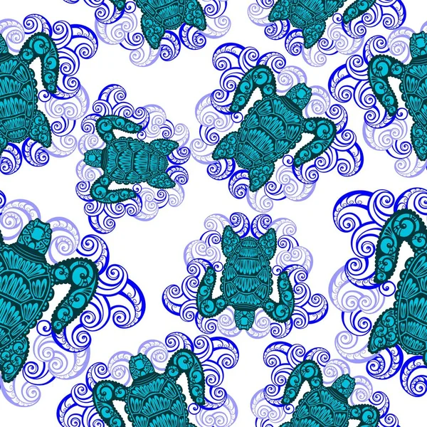 Decorative Seamless Pattern Sea Turtles Turtles Design Abstract Sign Mug — Stock Vector