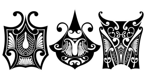 Conjunto Desenhos Polinésios Maori Ornamento Tatuagem Vetor — Vetor de Stock