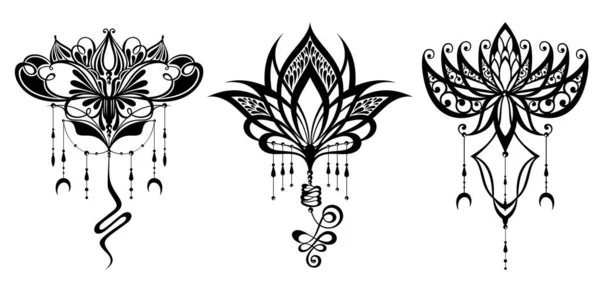 Lotus Design Elemente Minimales Lotus Tattoo — Stockvektor