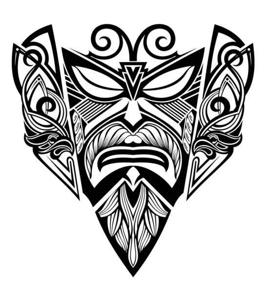 Vector Máscara Vikinga Para Diseño Camiseta Tatuaje — Vector de stock