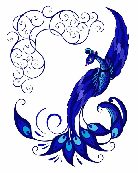 Desain Logo Burung Merak Abstrak Dan Dekoratif Ilustrasi Vektor - Stok Vektor