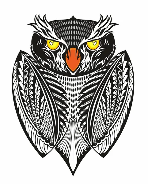 Coruja Decorativa Bird Illustration Vector Illustration Inglês Símbolo Pássaro Decoração —  Vetores de Stock