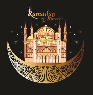 Vector muslim illüstrasyon Kurban Bayramı kartı. Geleneksel İslami Tatil. Arapça desen.