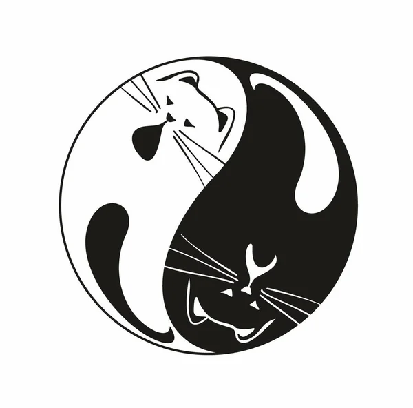 Símbolos Yin Yang Com Gatos Yin Yang Ícone — Vetor de Stock