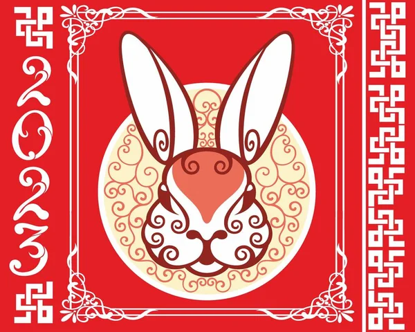 中国农历2023年元旦快乐兔黄道带标志背景贺卡 — 图库矢量图片