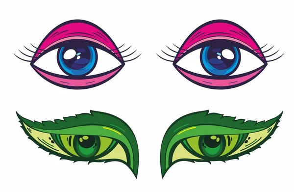 Erstaunliche Vector Reihe Von Schönen Cartoon Augen — Stockvektor