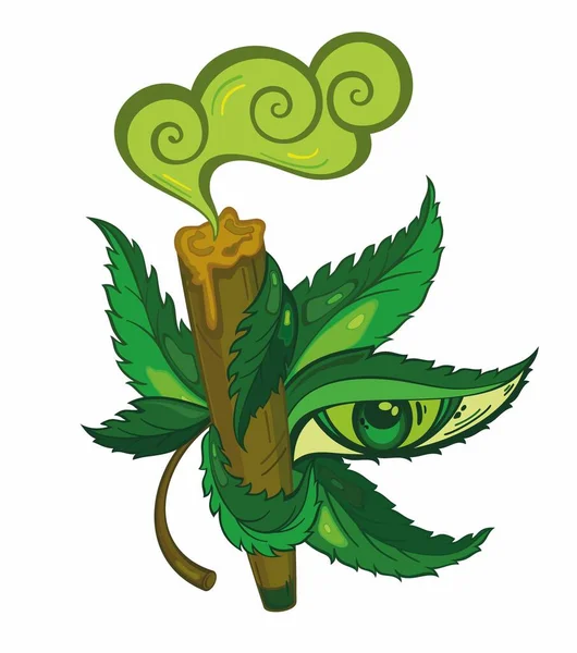 大麻自然产品联合吸烟图解您的作品标志 吉祥物商品T恤 贴纸和标签设计 贺卡广告商公司或品牌 — 图库矢量图片
