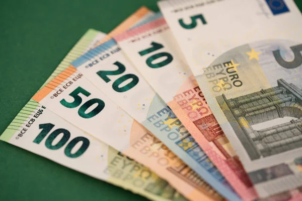 Closeup View Euro Money Banknotes Green Financial Background Cash Money — Stock Photo, Image