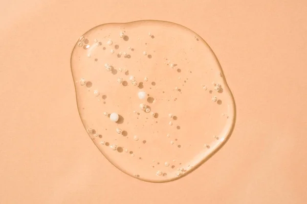 Drop Transparent Cosmetic Textured Gel Background Bubbles Beige Glass Copy — Stock Photo, Image