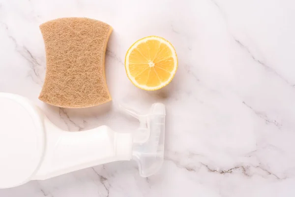 Set Natural Household Cleaners Made Simple Ingredients Organic Dishcloth Lemon — стоковое фото