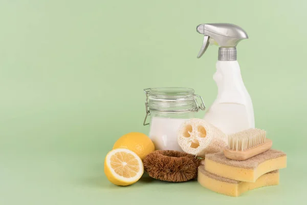 Cleaning Set Organic Detergent Products Green Household Concept Natural Cleaners — Stock Photo, Image