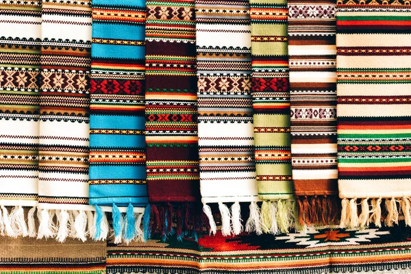 Traditional Ukrainian Ethnic Design Carpets Rugs Carpathian Region Sale Ornamental — Stock Photo, Image