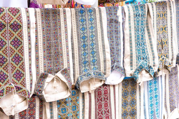 Men Authentic Ukrainian Embroidered Shirts Vyshyvanka Ethnic Embroidered Clothes Folk — Stock Photo, Image
