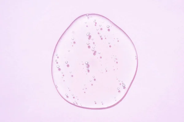Drop Transparent Cosmetic Gel Liquid Bubbles Pink Background Drop Face — Stock Photo, Image