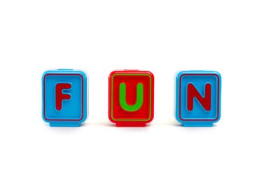 renkli bloklar ve beyaz arka plan ile Word eğlenceli