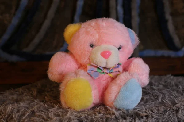 Primer Plano Tiro Rosa Osito Peluche Juguete Suave — Foto de Stock