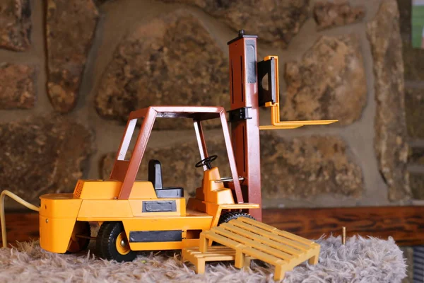 Close Shot Toy Forklift Carpet — Stock Photo, Image