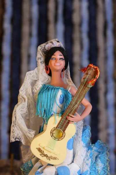 Close Shot Doll Dress Playing Guitar — Stock Photo, Image