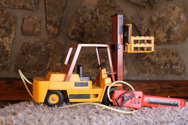 Close Shot Toy Forklift Carpet — Stock Photo, Image