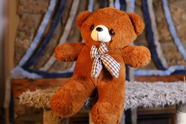 Primer Plano Tiro Peluche Oso Suave Juguete — Foto de Stock