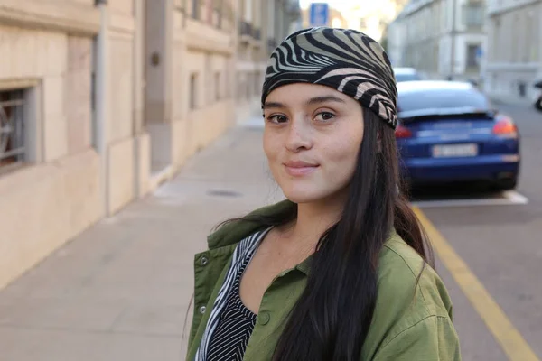 Portret Van Mooie Vrouw Straat — Stockfoto